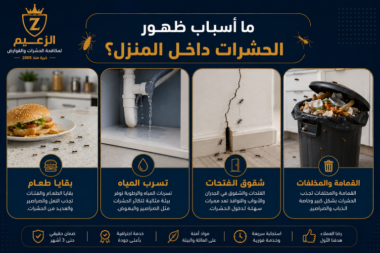 أسباب ظهور الحشرات في المنزل