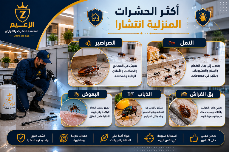 اكثر انواع الحشرات انتشارا